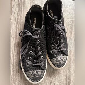 Converse Black Canvas Sneakers with Distressed Look